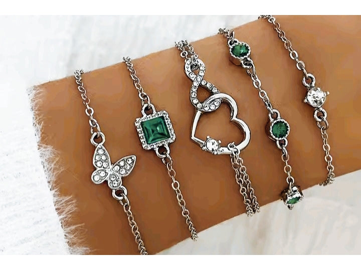 Set de 5 bracelets de fantaisie : Collection cristal chic