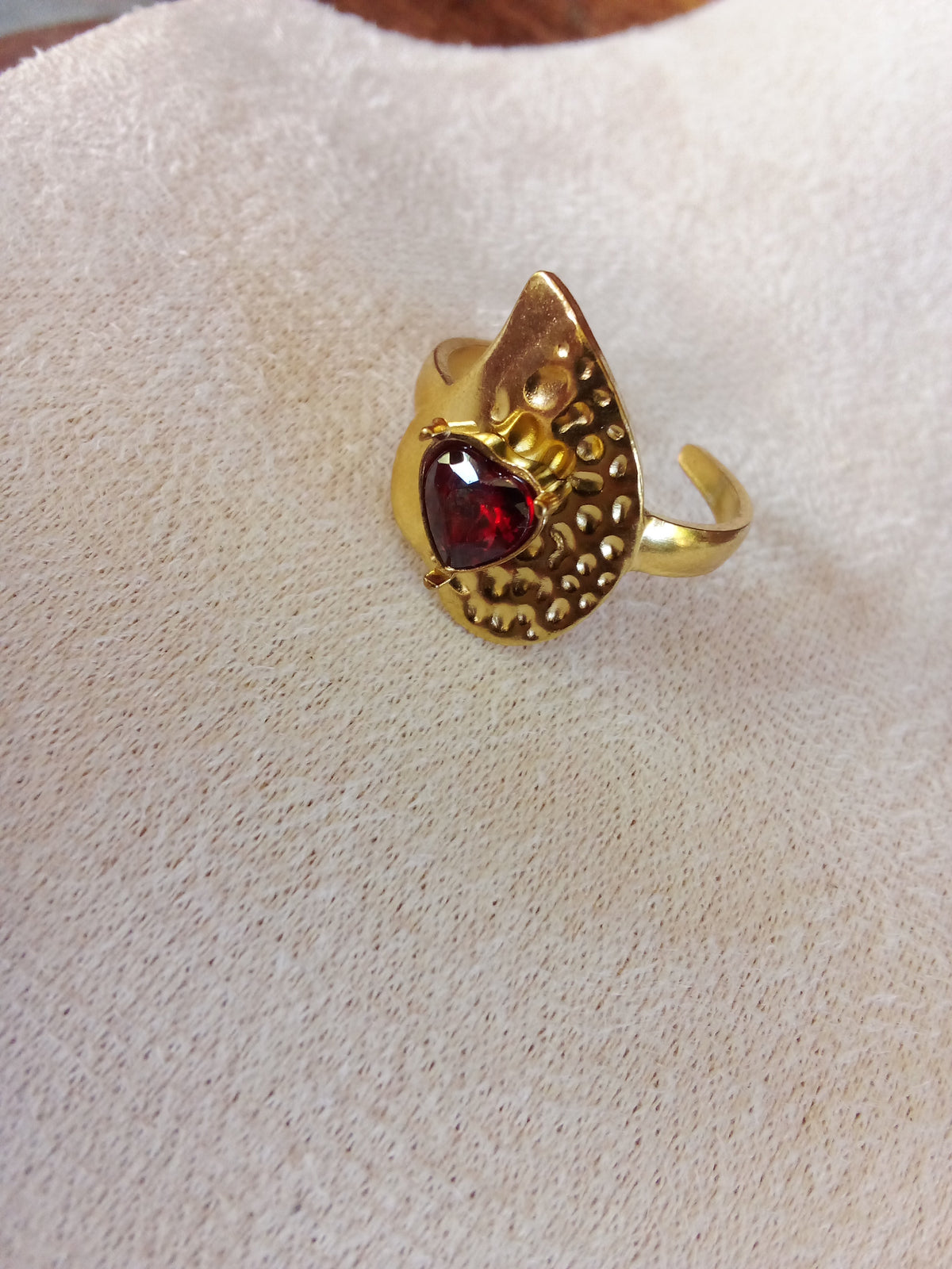 Bague coeur rouge acier inoxydable