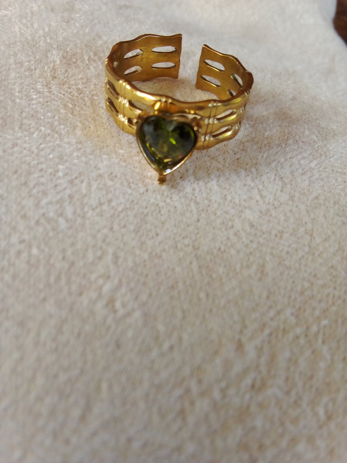 Bague coeur Vert acier inoxydable