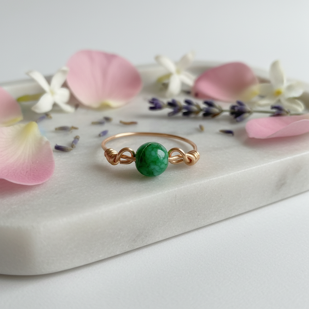 Bague jade sur plateau