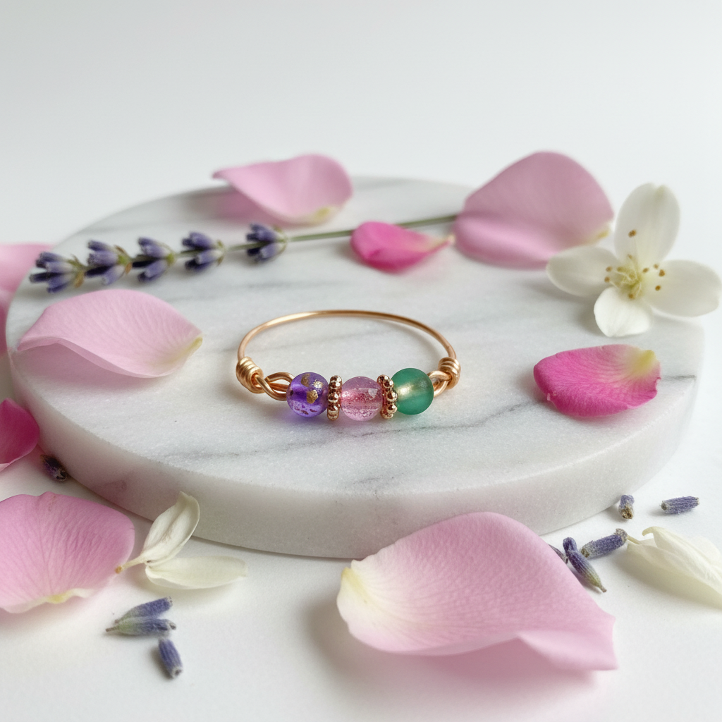 Bague multicolore sur plateau