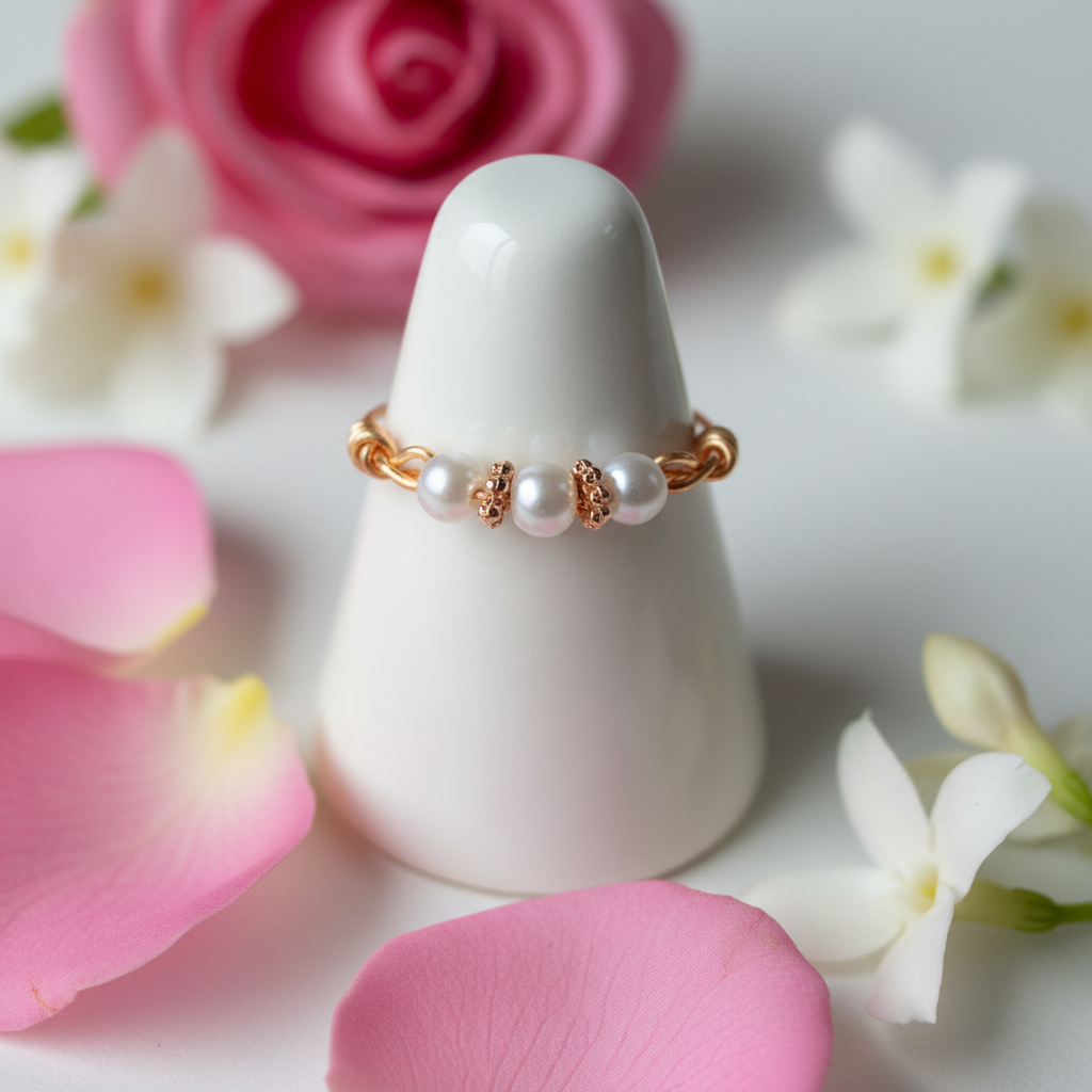 Bague perles gros plan