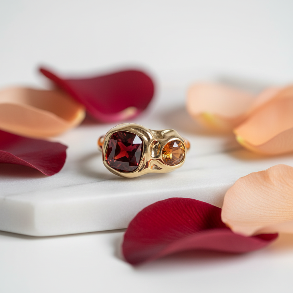 Bague pierres sur plateau
