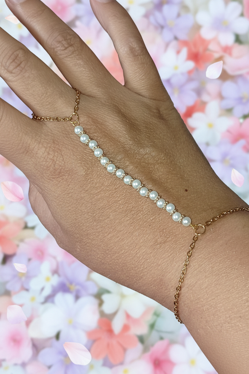 Bracelet perles avec arrière-plan fleuri