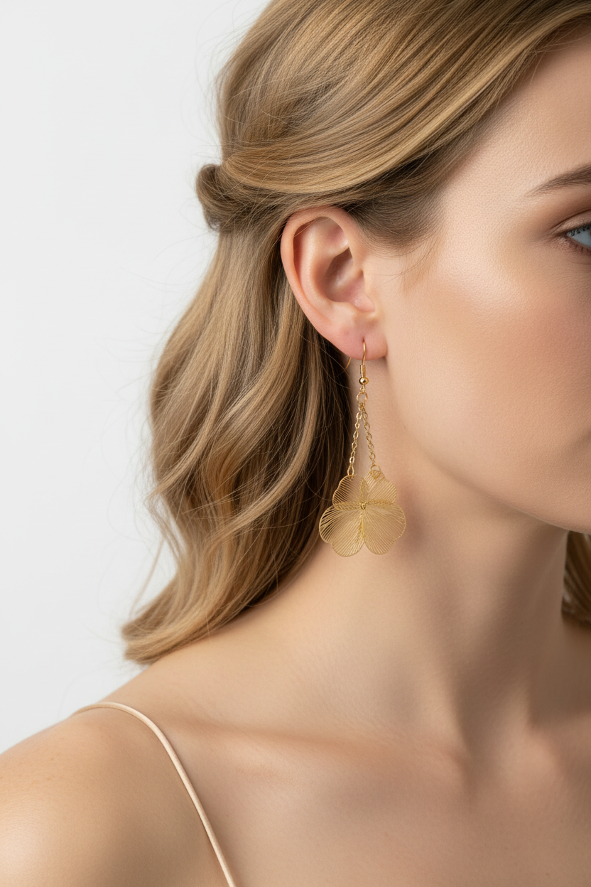 Zoom oreille et boucle d'oreille